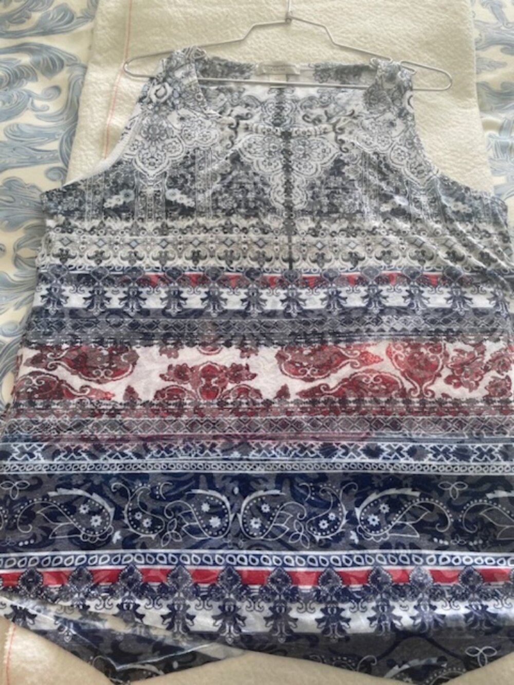 C & B  Women's Red/White/Blue Sleeveless Top